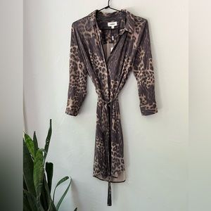 🤎L’AGENCE ADDISON BROWN WILD LEOPARD SHIRT DRESS S